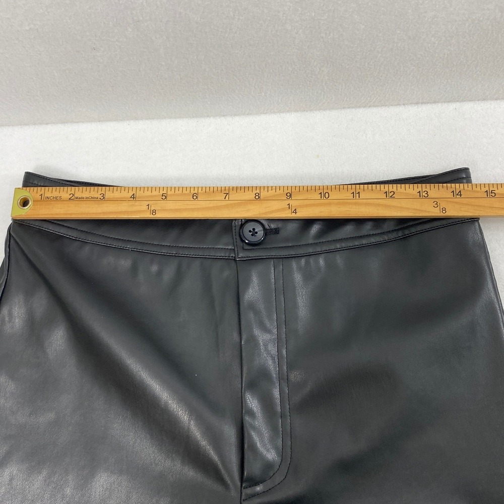 Miss Love Faux Leather Pants Womens L Goth Edgy Black Wide Leg High Rise Biker - Picture 7 of 13